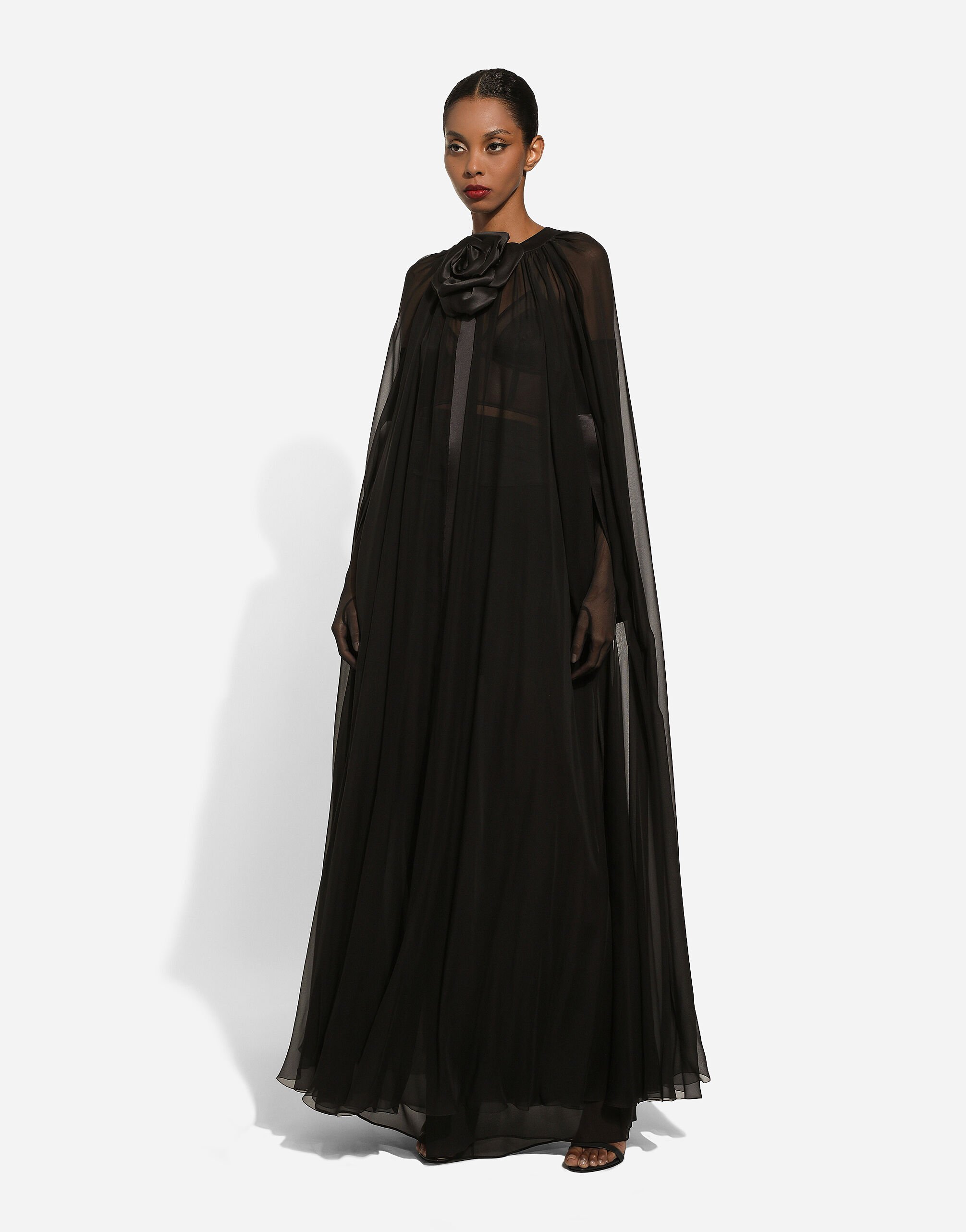 Black chiffon cape hotsell