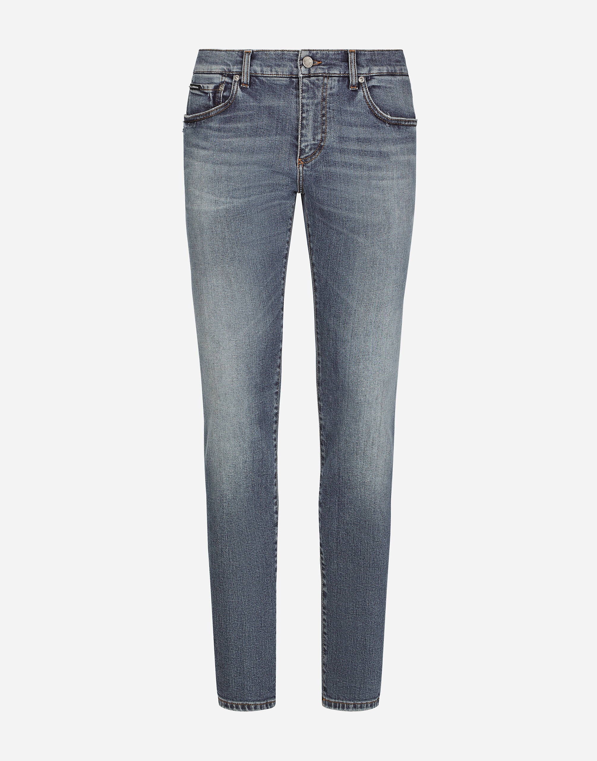 Dolce & Gabbana Light blue skinny stretch jeans with whiskering Multicolor GYJDADGF567