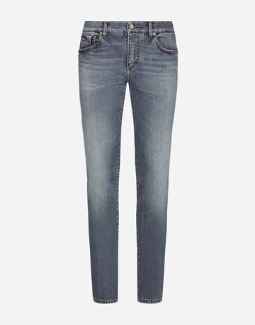 Dolce & Gabbana Light blue skinny stretch jeans with whiskering Multicolor GYJDADGF567