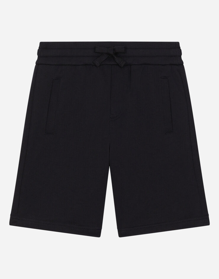 Dolce & Gabbana Bermudas de chándal en punto con placa con logotipo Azul L4JQD4G7I2P