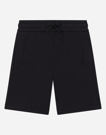 Dolce & Gabbana Jersey jogging shorts with logo tag Azul L52F76LDC27