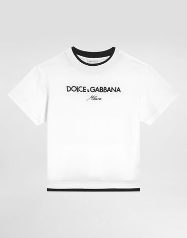 Dolce & Gabbana Jersey t-shirt with Dolce&Gabbana embroidery White L4JTIYG7PEJ