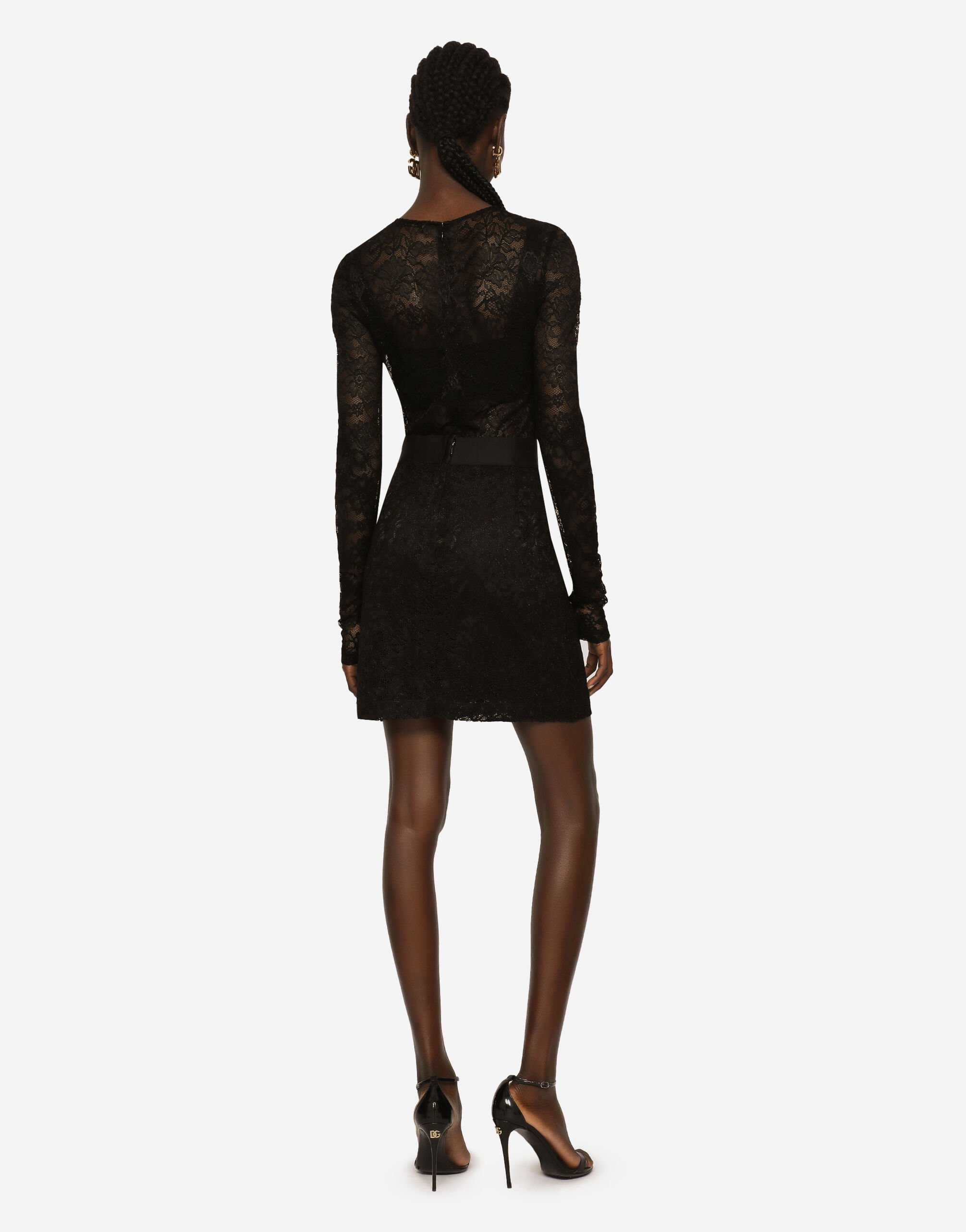 Dolce & Gabbana☆Black Stretch Lace Mini Skir Lace miniskirt in Black for Women | Dolce&Gabbana® US