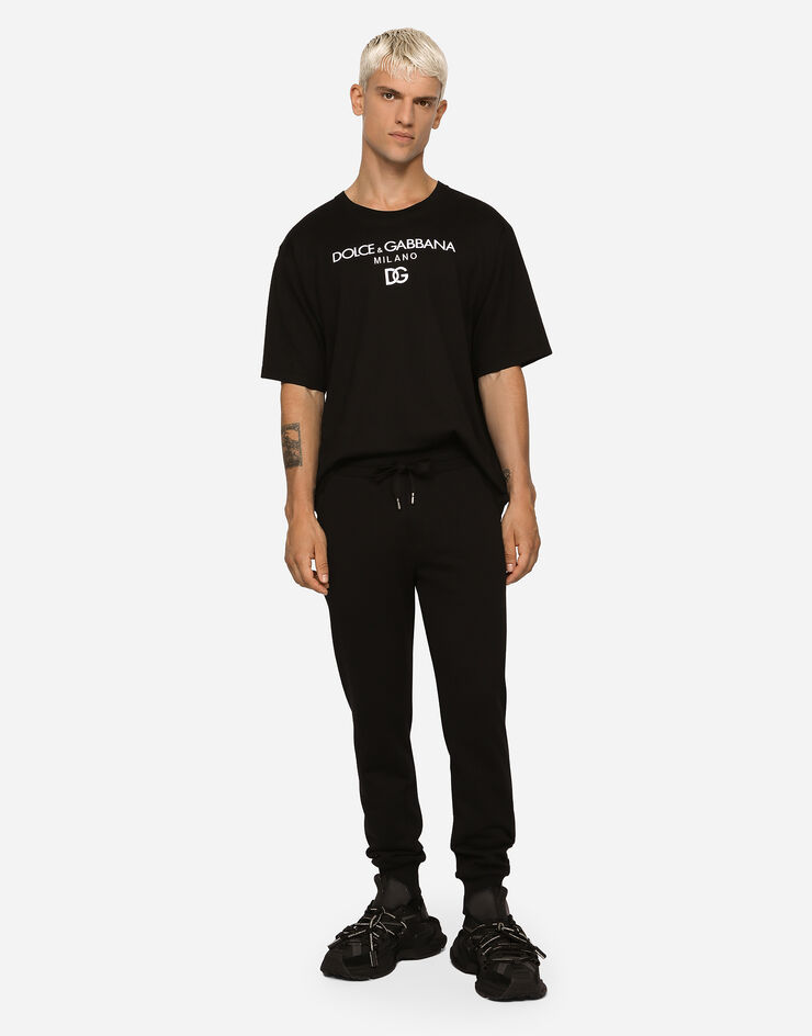 Dolce & Gabbana Jersey jogging pants with DG embroidery Black GVF6AZG7D6B