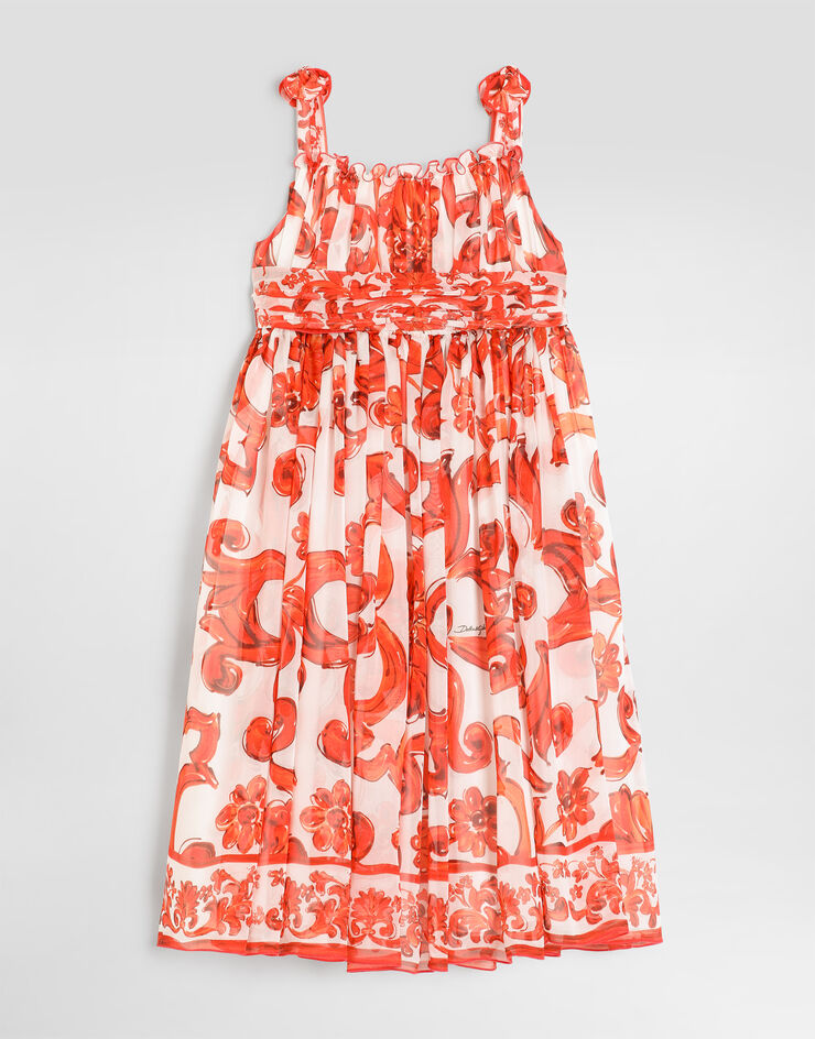 Dolce & Gabbana Majolica-print chiffon dress Multicolor L54DT8G7P4P