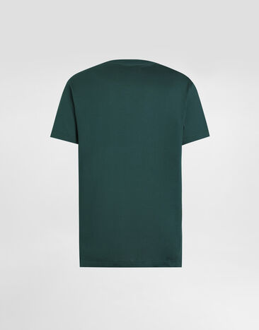 Dolce & Gabbana Camiseta de algodón con parche bordado Green G8RN8ZG7P0C