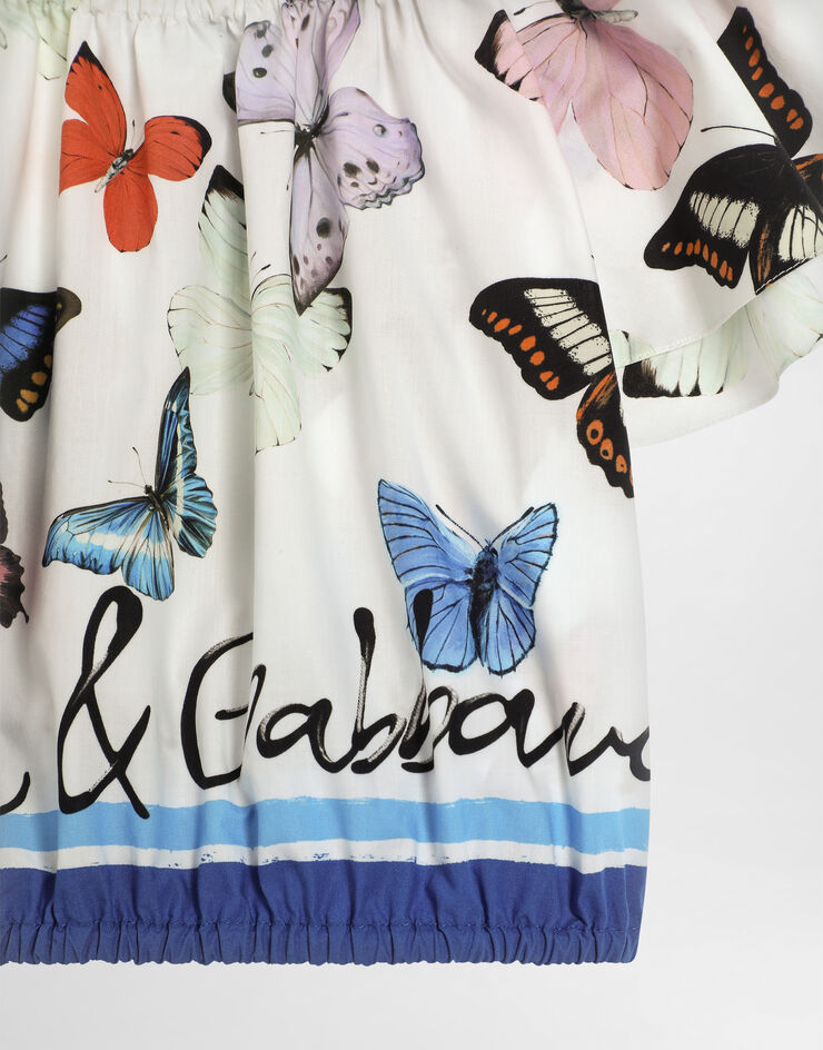 Dolce & Gabbana Top in popeline di cotone con stampa Farfalle Stampa L56S25FI5KS