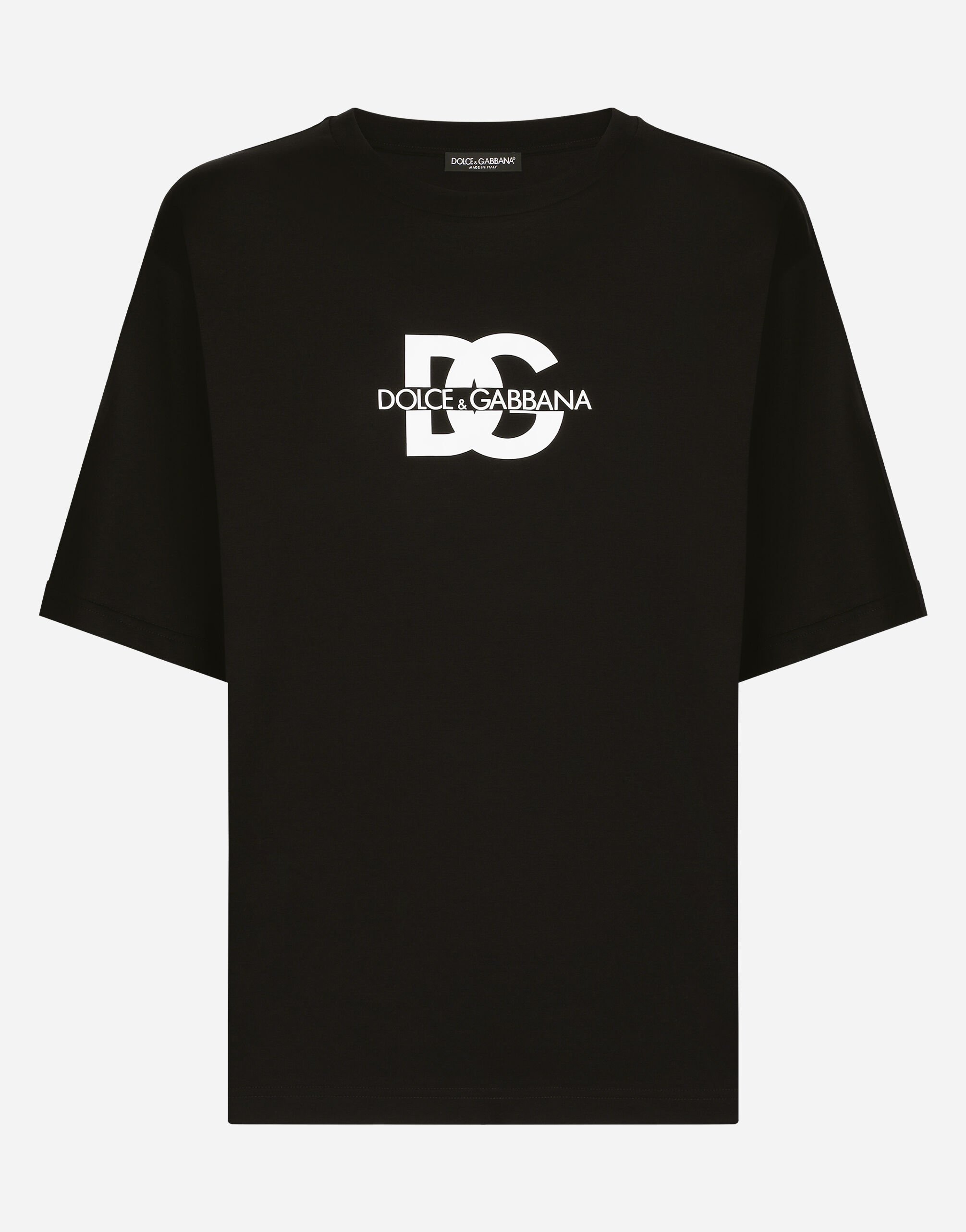 Dolce&Gabbana Short-sleeved T-shirt with DG logo print Black G9ZY5LHULR0