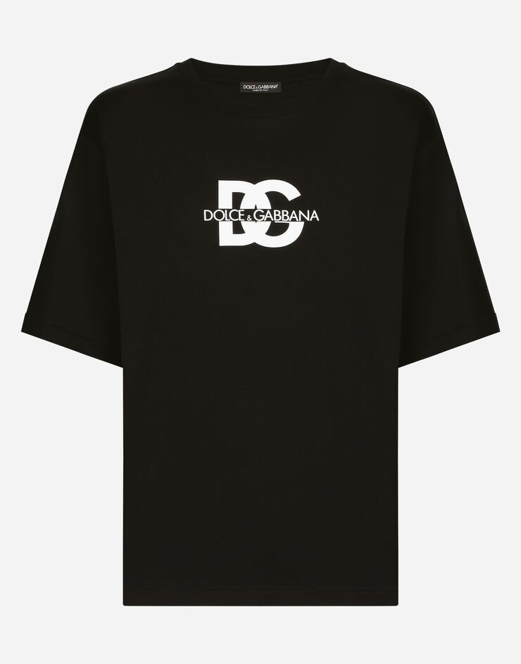 Short-sleeved T-shirt with DG logo print in Black for Men | Dolce&Gabbana®