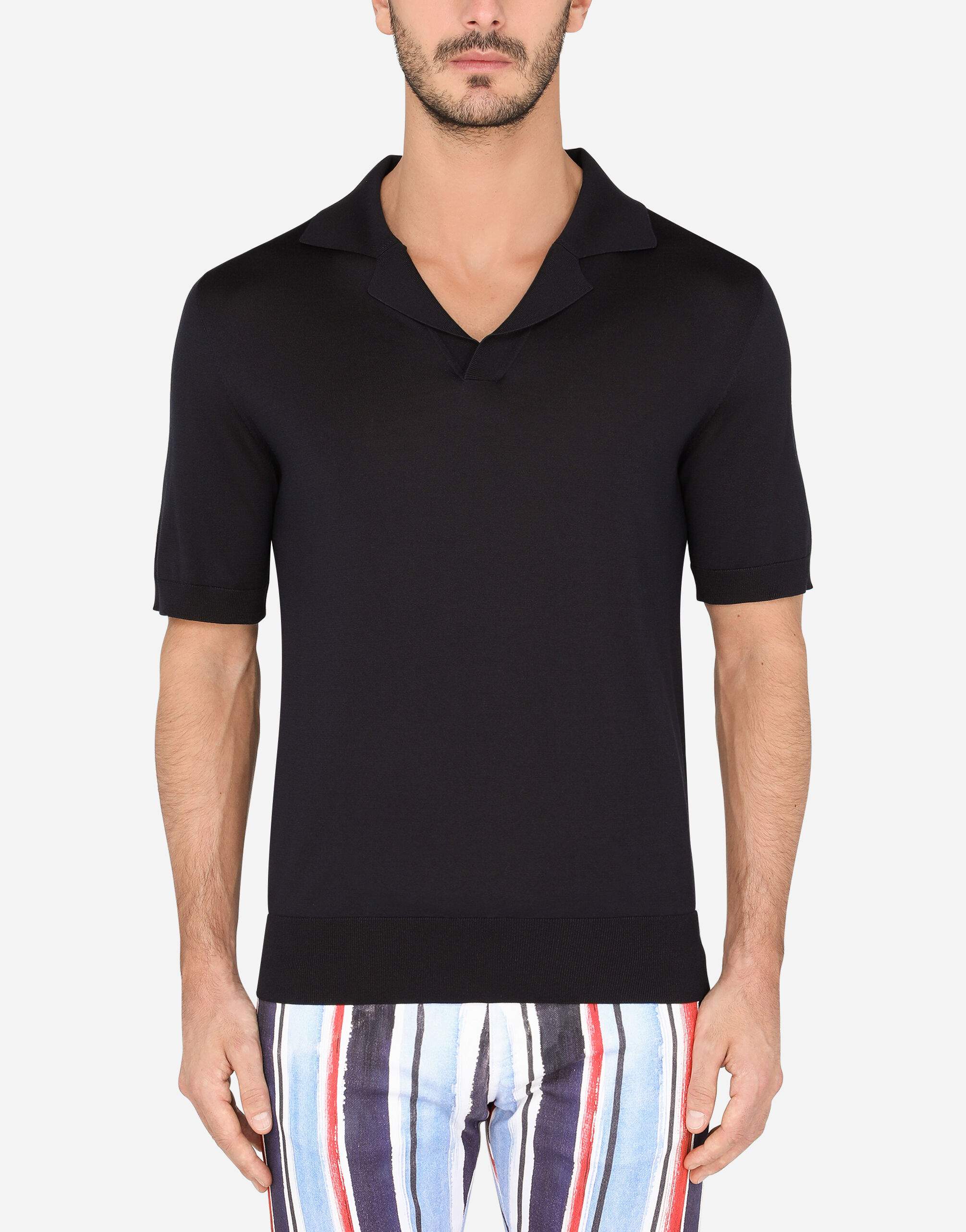 ブルーのメンズ ポロスタイルニット シルク | Dolce&Gabbana®