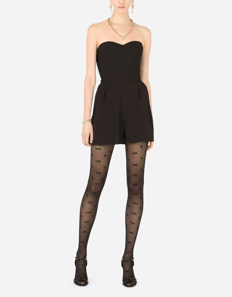 Tights with all-over jacquard DG logo in Black for