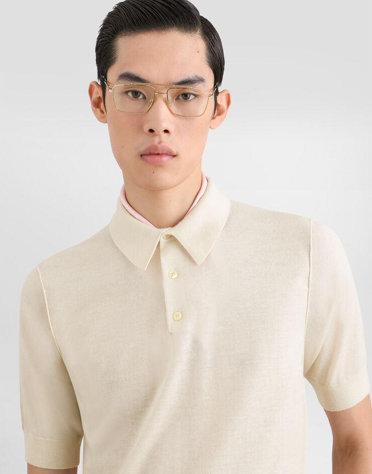 Dolce & Gabbana Poloshirt aus Kaschmir Dolce & Gabbana Poloshirt aus Kaschmir Weiss GXZ02TJBW1W