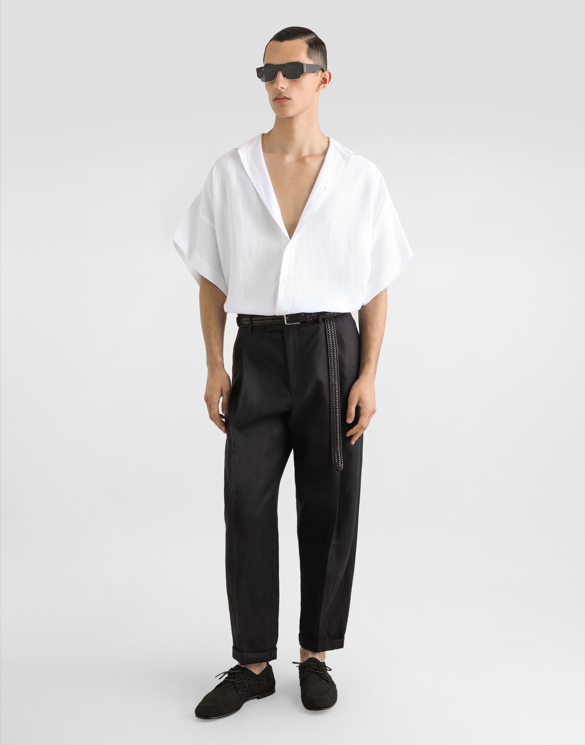 Tシャツ・カットソー Dolce & Gabbana SS25 White linen shirt (G5NE2TFU4JB W0800) Dolce&Gabbana White linen shirt | TheDoubleF