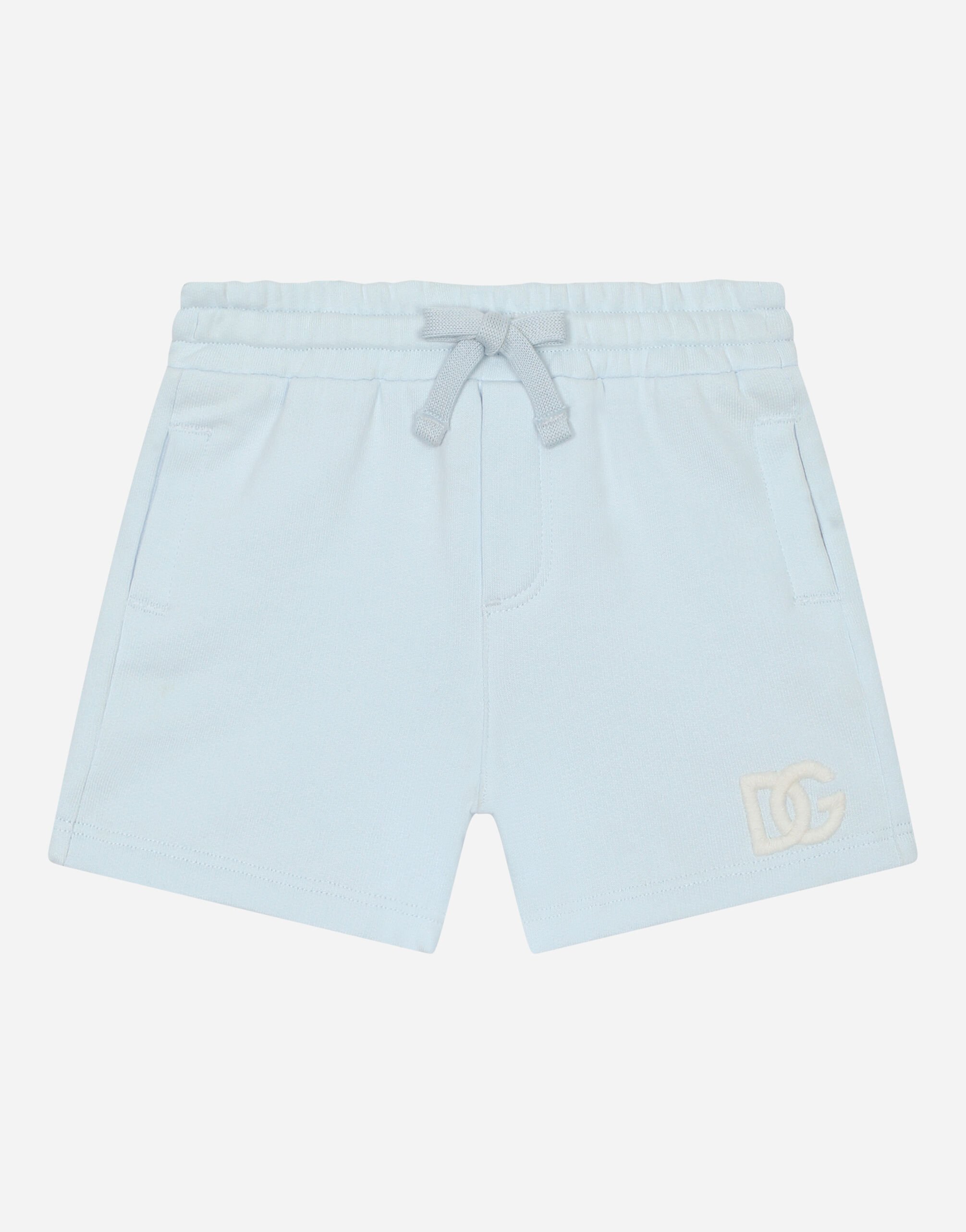 Dolce & Gabbana Jersey jogging shorts with DG logo embroidery Azul Claro L1JQR0G7L0X