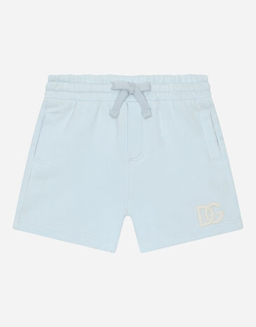 DolceGabbanaSpa Bermudas de chándal en punto con logotipo DG bordado Azul Claro L1JPIBG7KR1