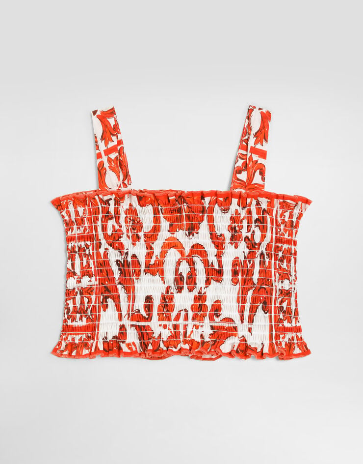Dolce & Gabbana Majolica-print poplin top Multicolor L51N78G7P4J