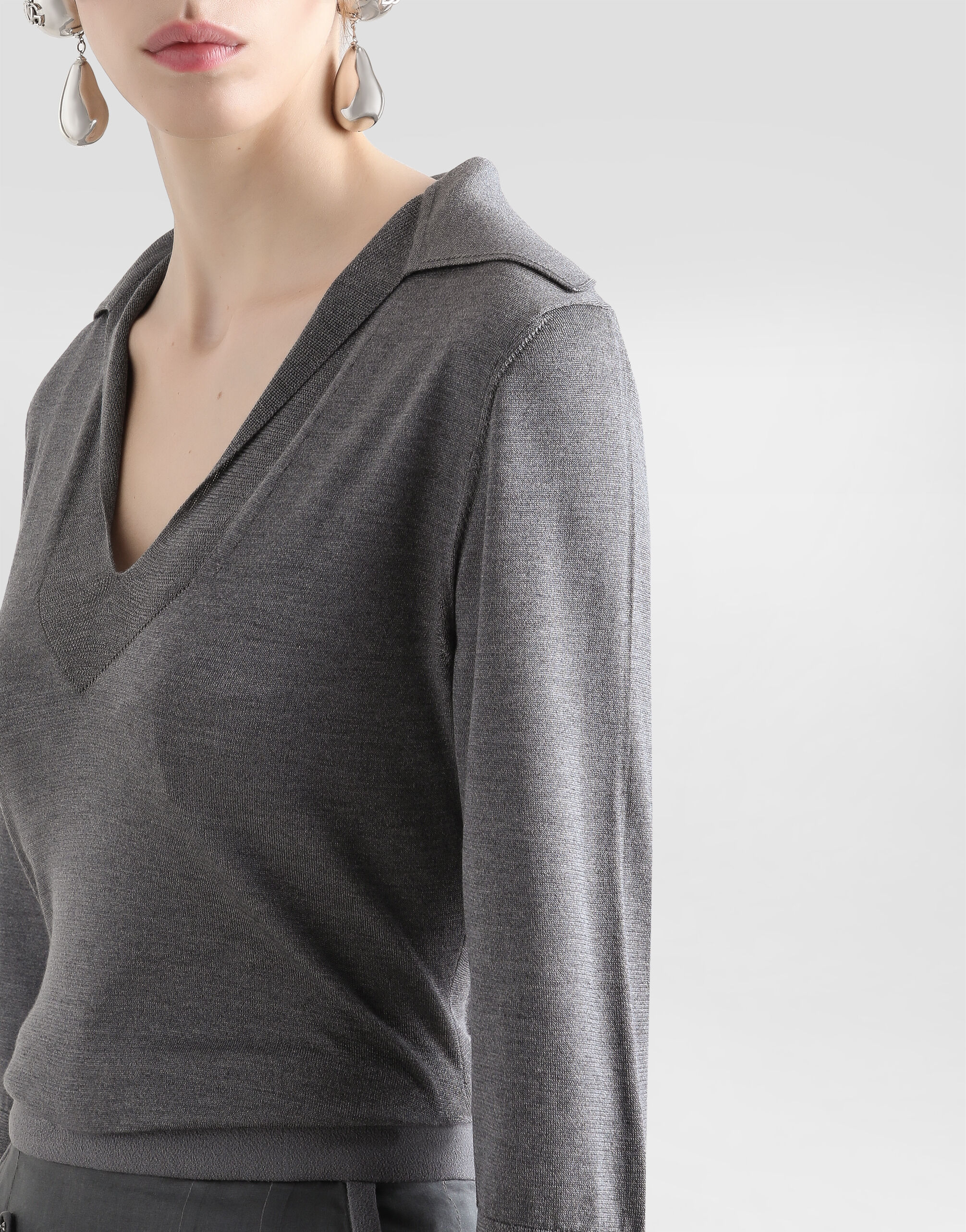 DOLCE&GABBANA ニットポロ Dolce & Gabbana crew-neck cable-knit Jumper | White