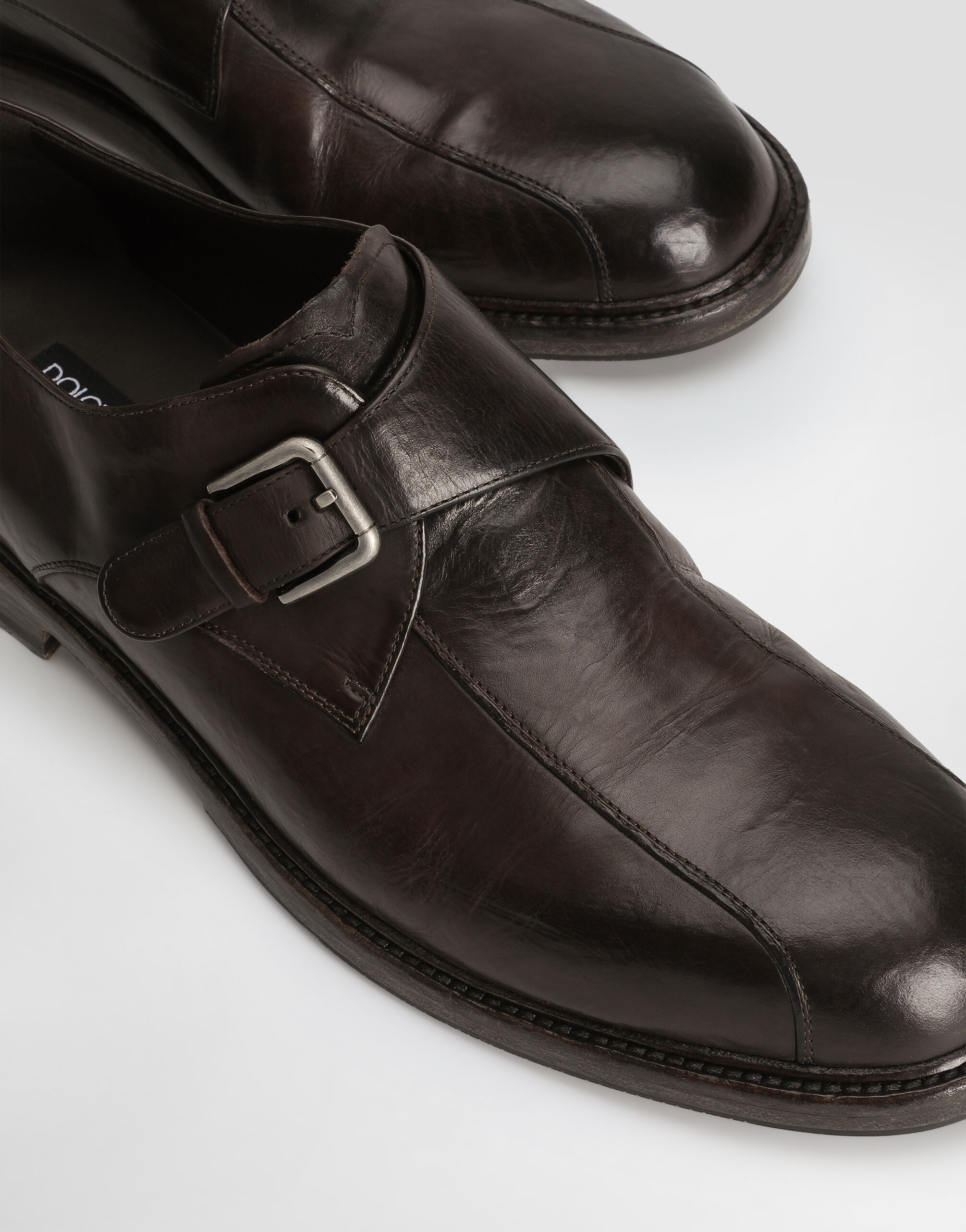Washed calfskin laced shoes in Brown for Men | Dolce&Gabbana® US