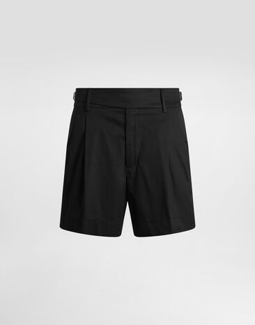 Dolce & Gabbana Bermudas cortas de gabardina de algodón con doble pinza Negro GP10WTFUFNV
