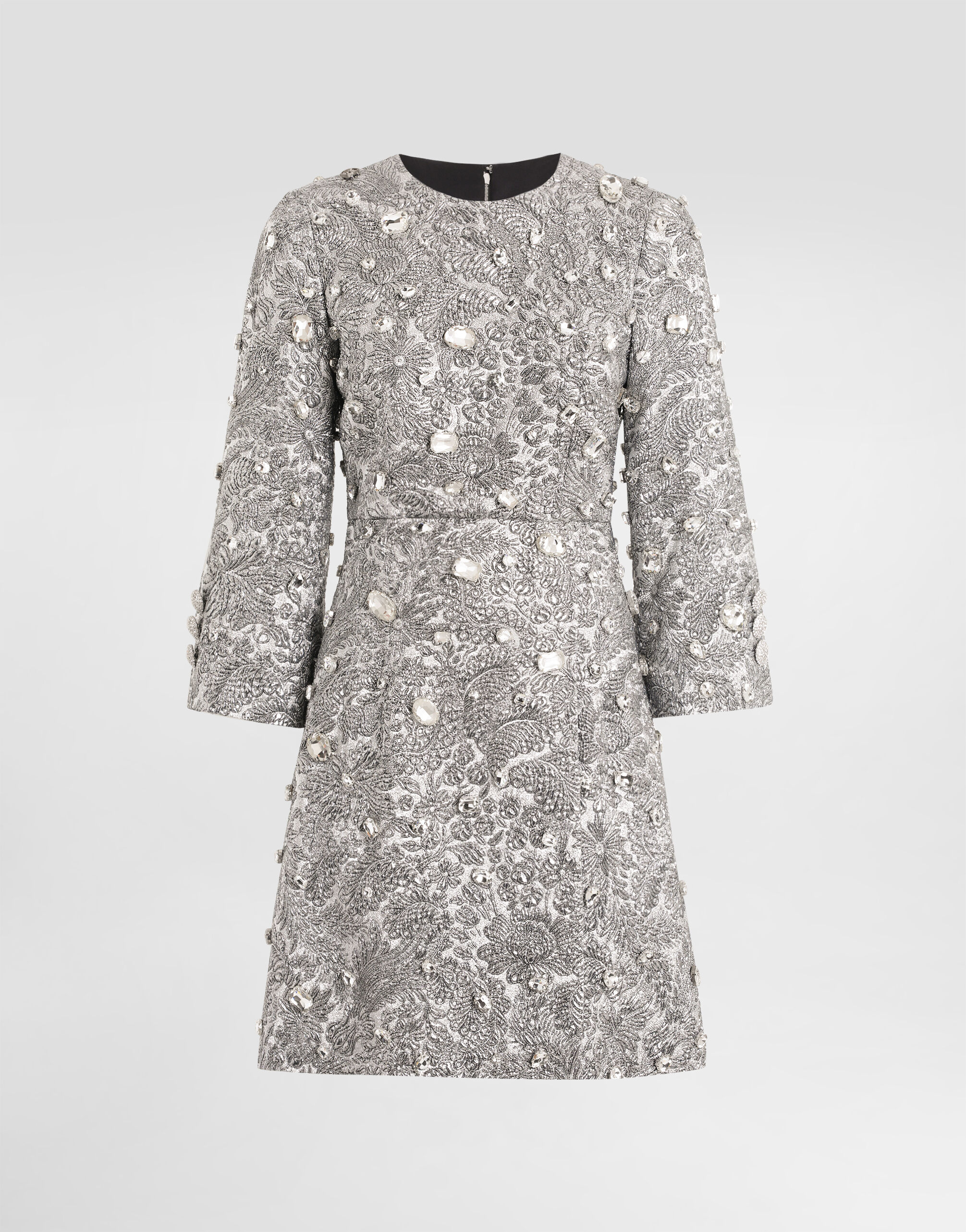 Floral lamé jacquard dress with embroidery in Multicolor for Women