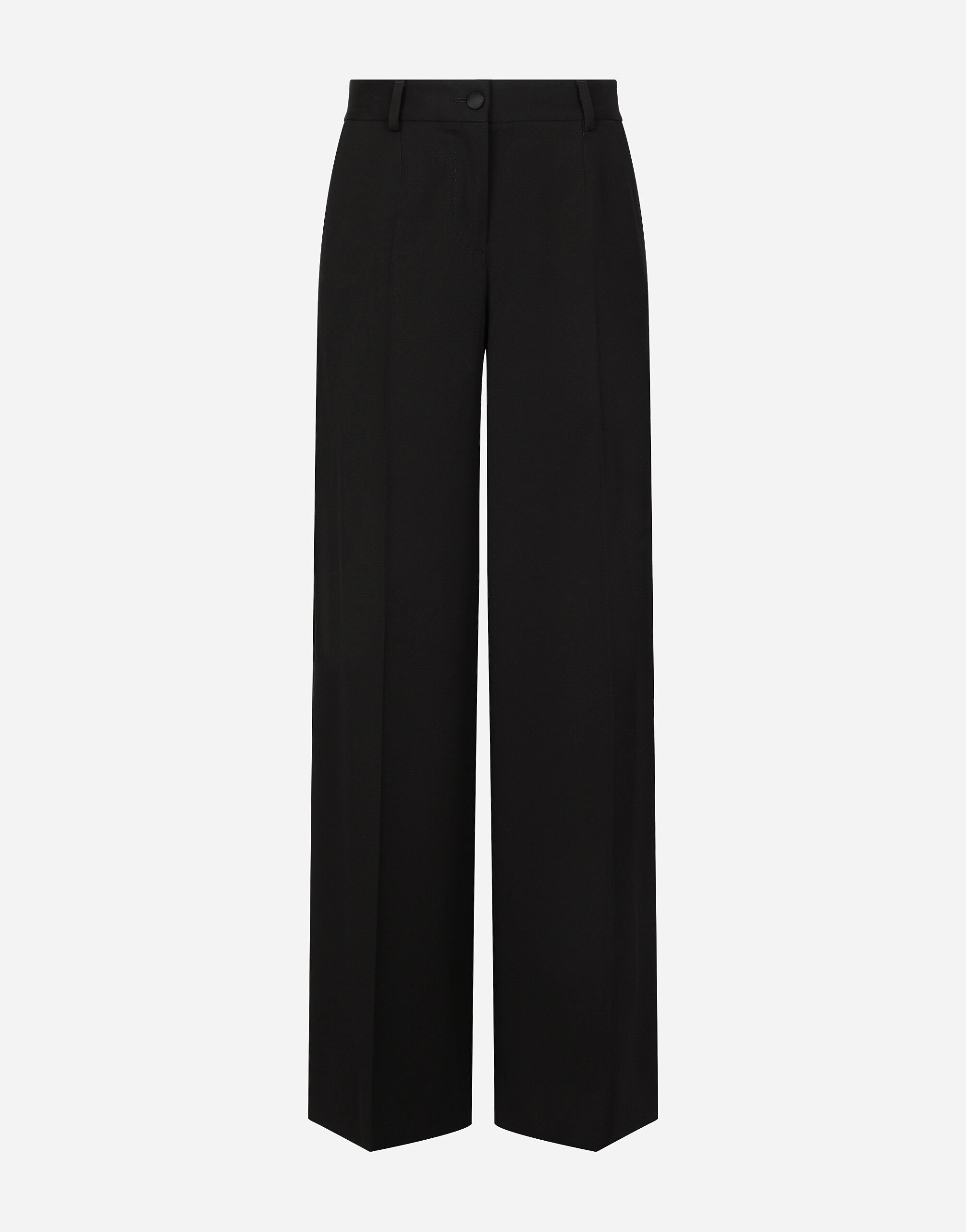 Flared wool gabardine pants in Black for Women | Dolce&Gabbana® US