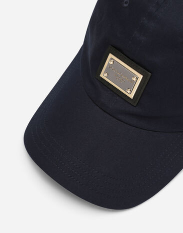 Dolce & Gabbana كاب بيسبول قطني ببطاقة شعار أزرق GH877AFUFIV