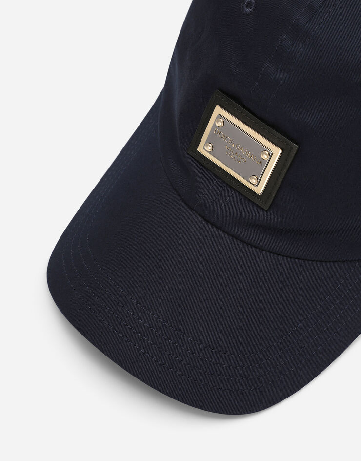 Dolce & Gabbana Cotton baseball cap with logo tag Blue GH877AFUFIV