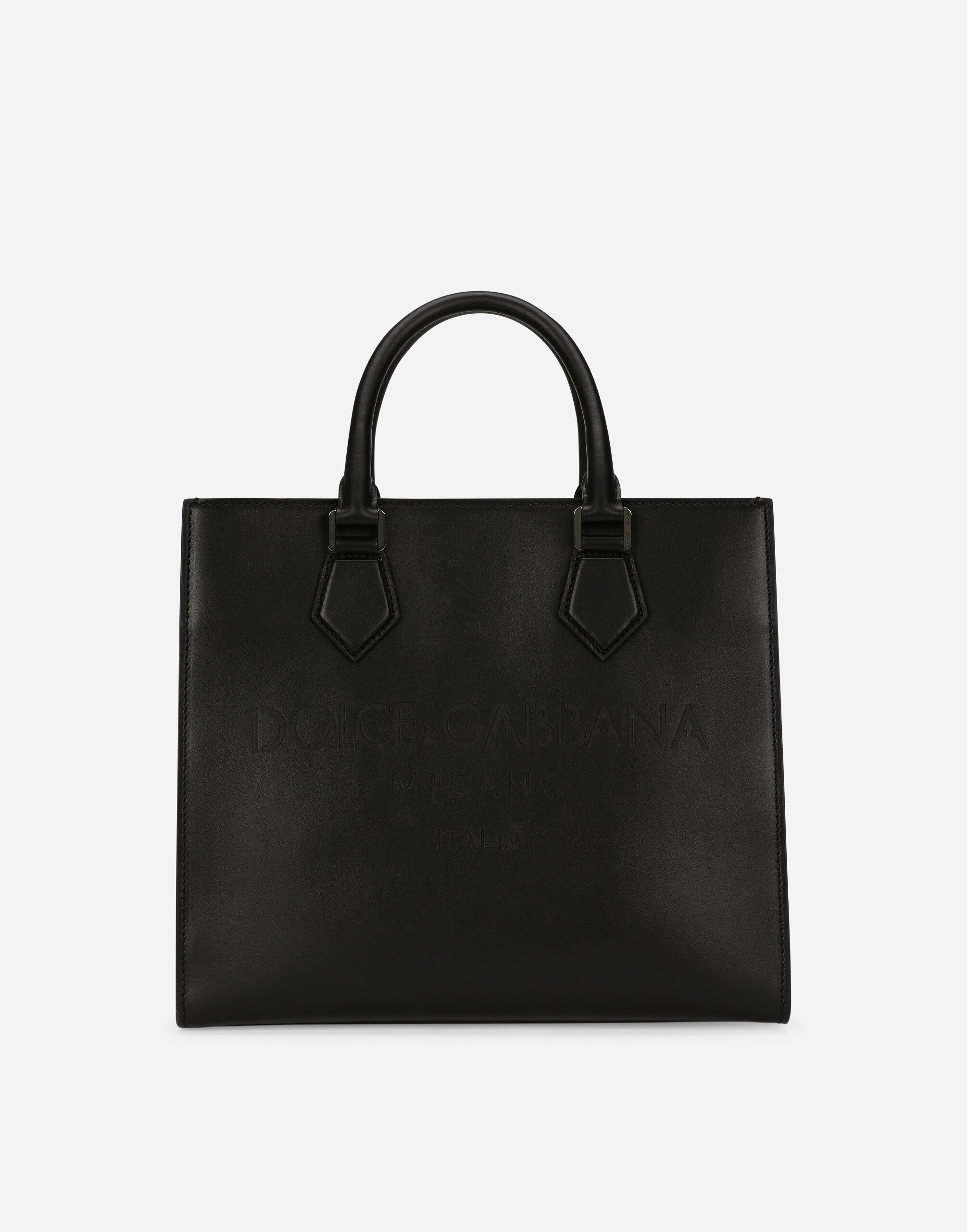 Dolce & Gabbana Edge 徽标装饰小牛皮购物袋 黑 VG440AVP187