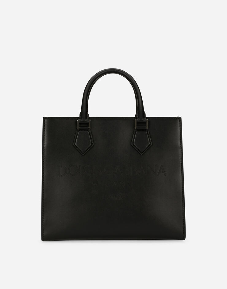 Dolce & Gabbana Edge 徽标装饰小牛皮购物袋 黑 BM2012AS738