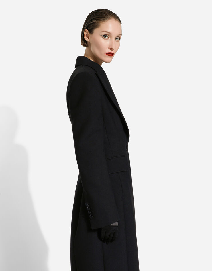 Dolce&Gabbana Long single-breasted wool cady coat Black F0W0JTHUMTB