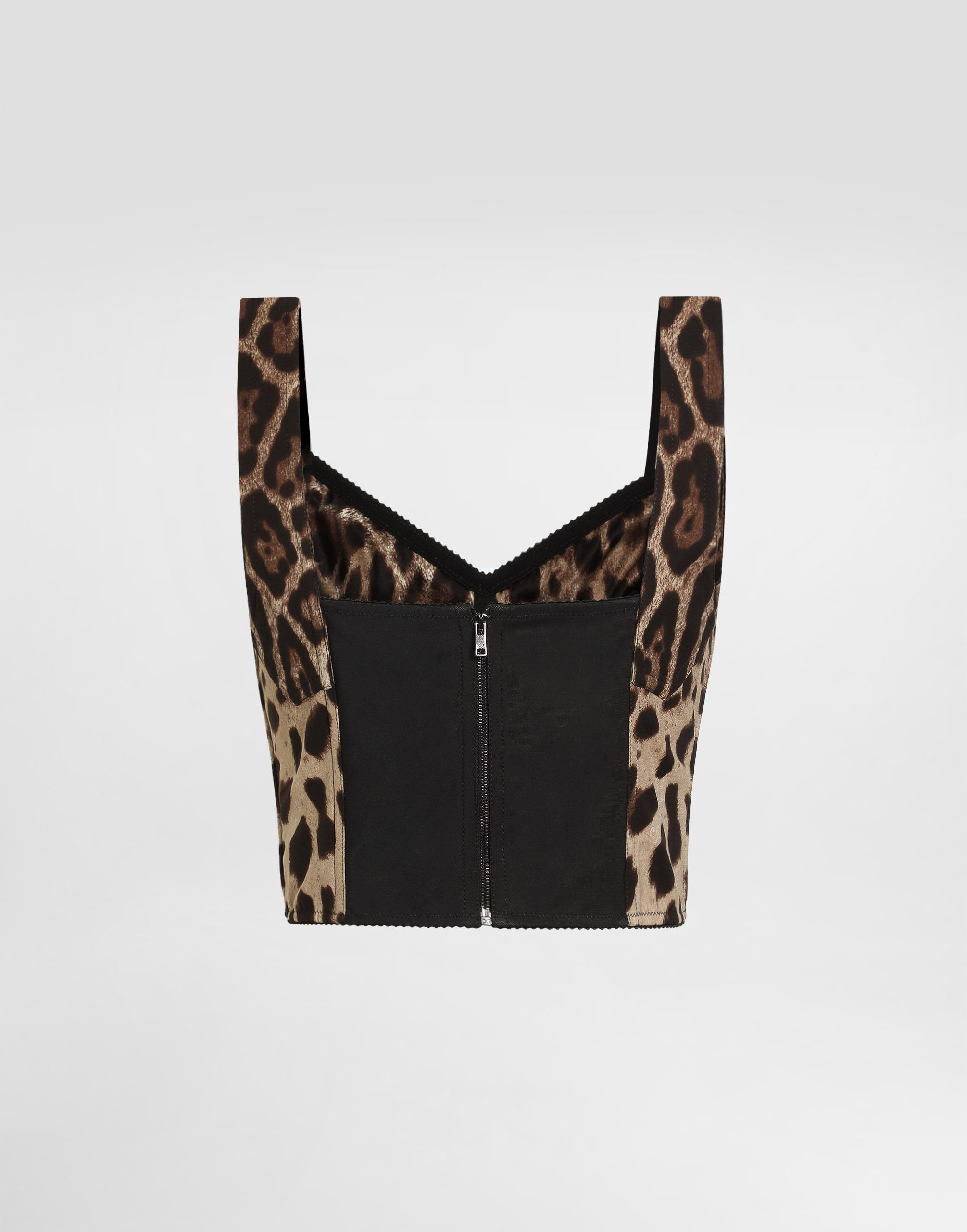 Leopard-print charmeuse bustier top in Print for Women