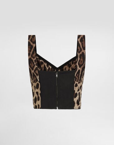 Dolce & Gabbana Bustier en charmeuse à imprimé léopard Multicolore F7W98TGDCLP