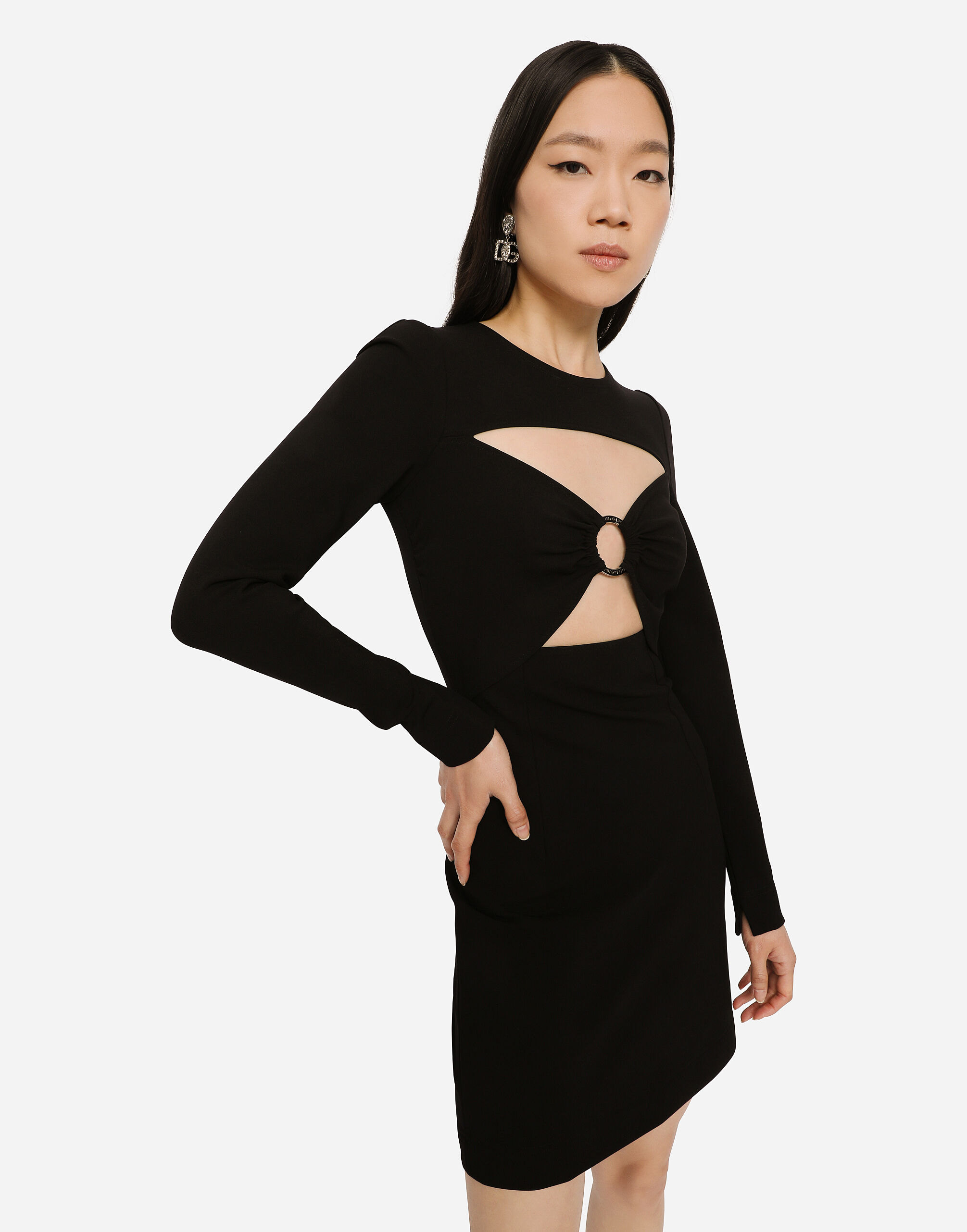 Short black outlet jersey dress
