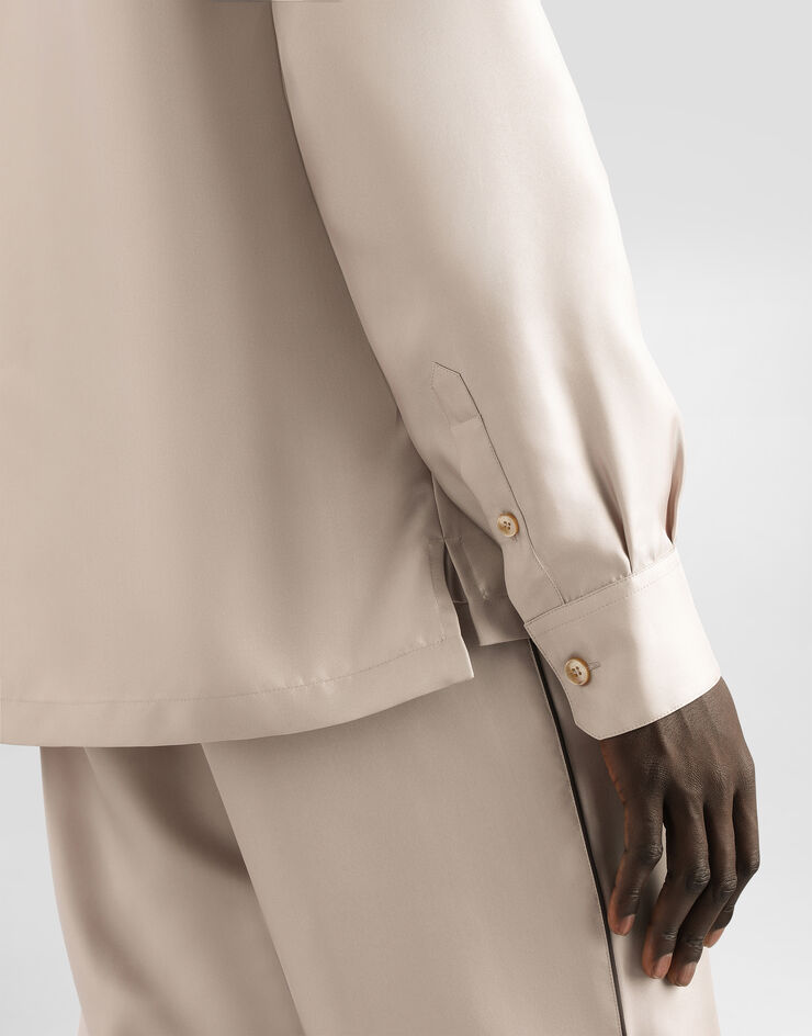 Dolce & Gabbana Silk shirt with embroidery Beige G5IF1ZGK252