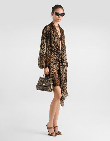 Dolce & Gabbana Kleid aus Chiffon mit Leo-Print Drucken F612JTFS1AR