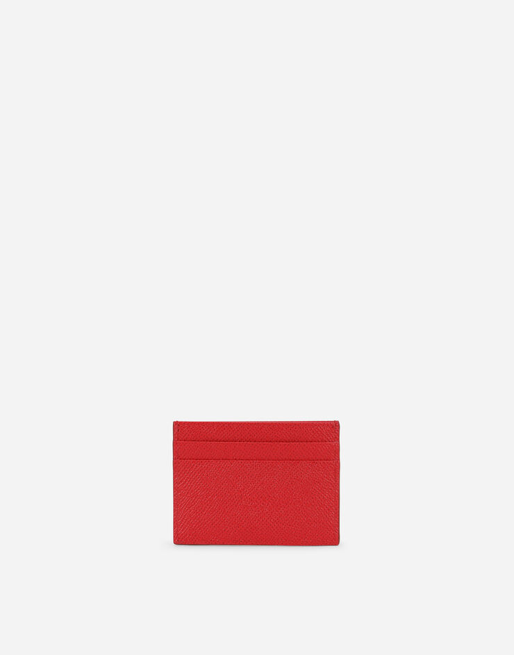 Dolce & Gabbana Porte-cartes de crédit en cuir de veau Dauphine avec plaquette Rouge BI0330A1001