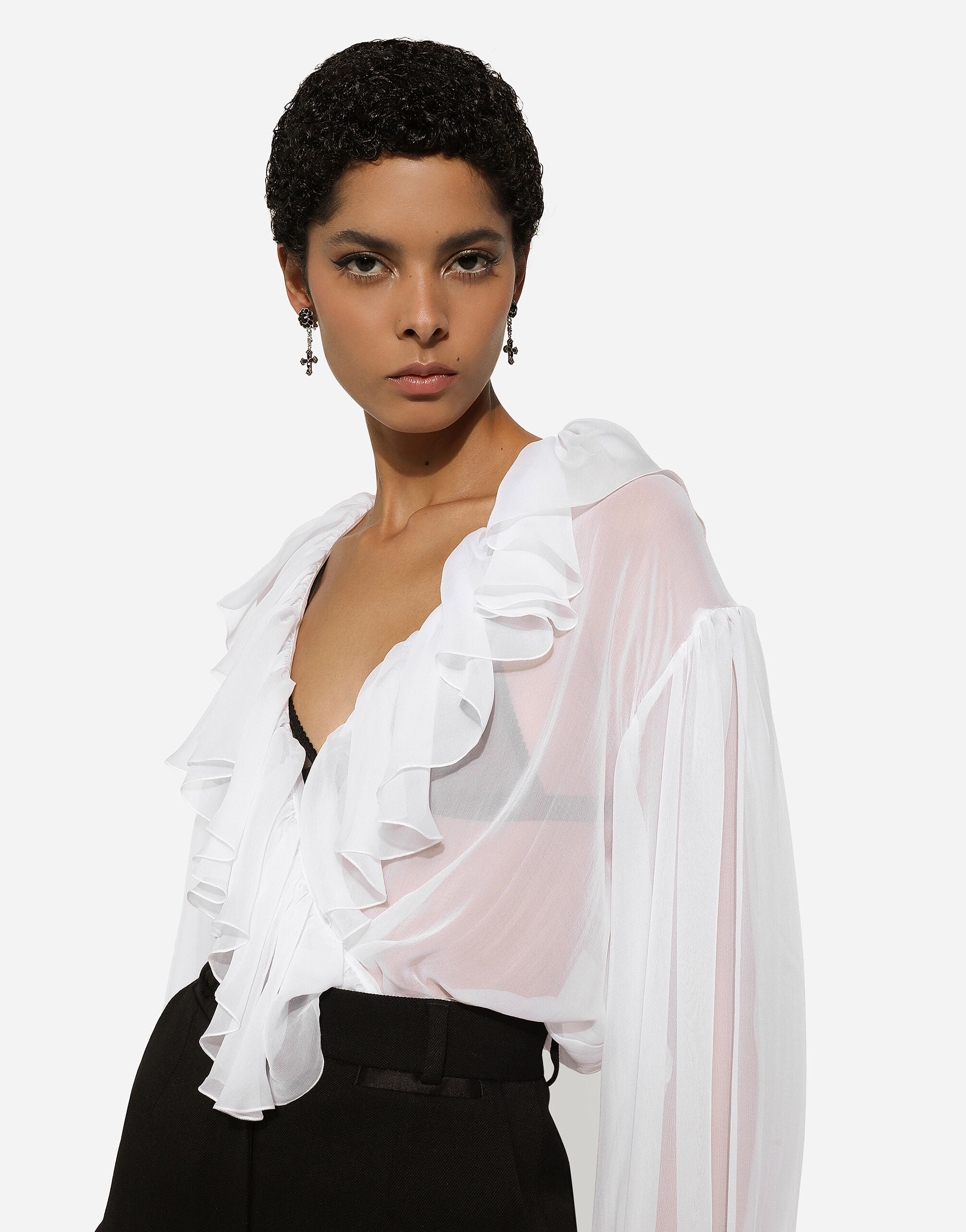 Drop earrings with crosses in Black for Women | Dolce&Gabbana® US