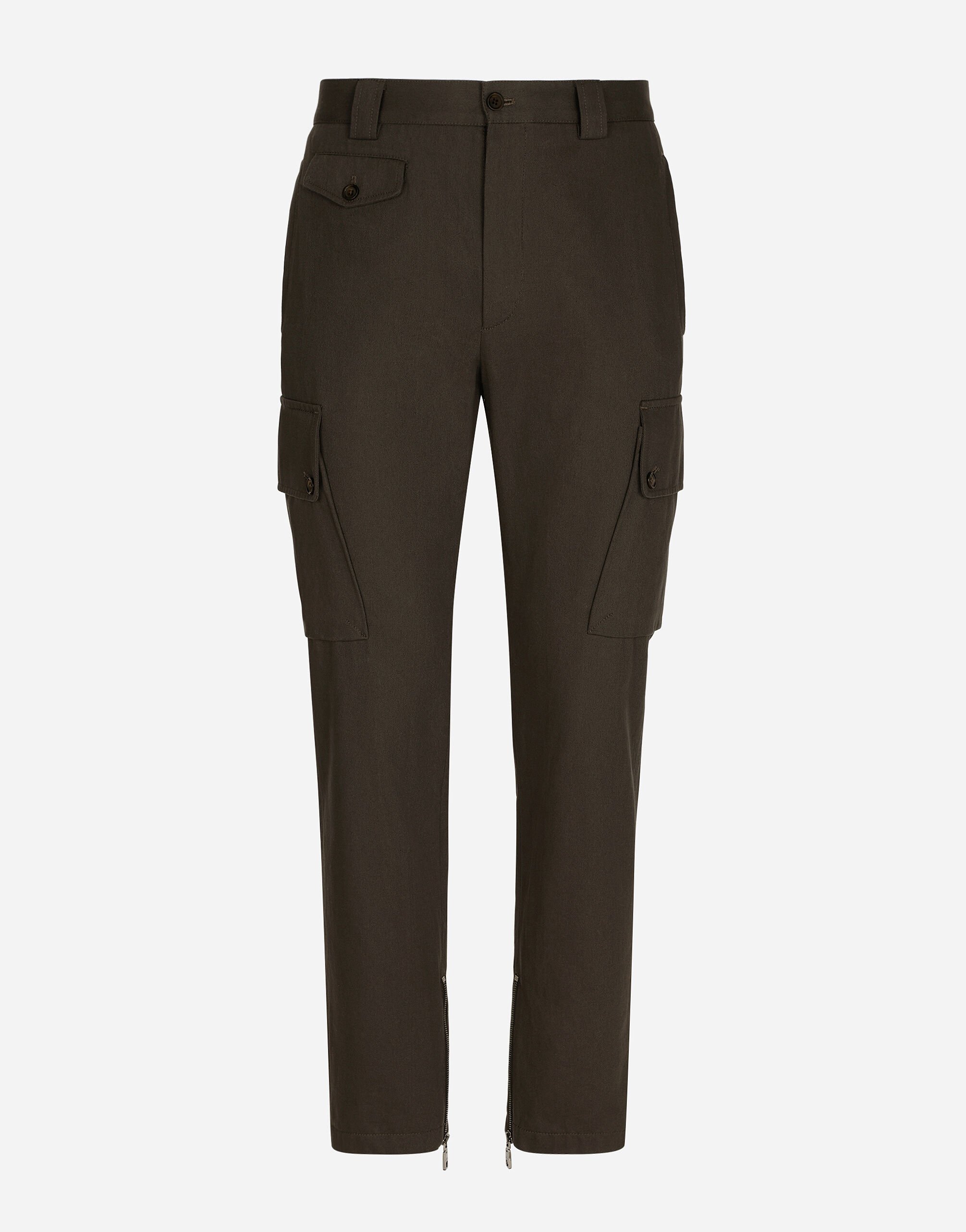 Dolce & Gabbana Cotton twill cargo biker pants Brown GP01PTFU60L