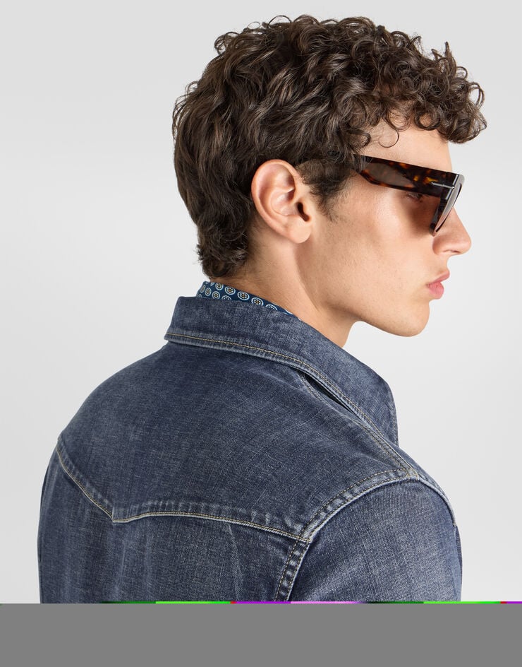 Dolce & Gabbana Gold shirt in denim with patch Dolce & Gabbana Gold shirt in denim with patch Blue G5JC8ZG8QH3