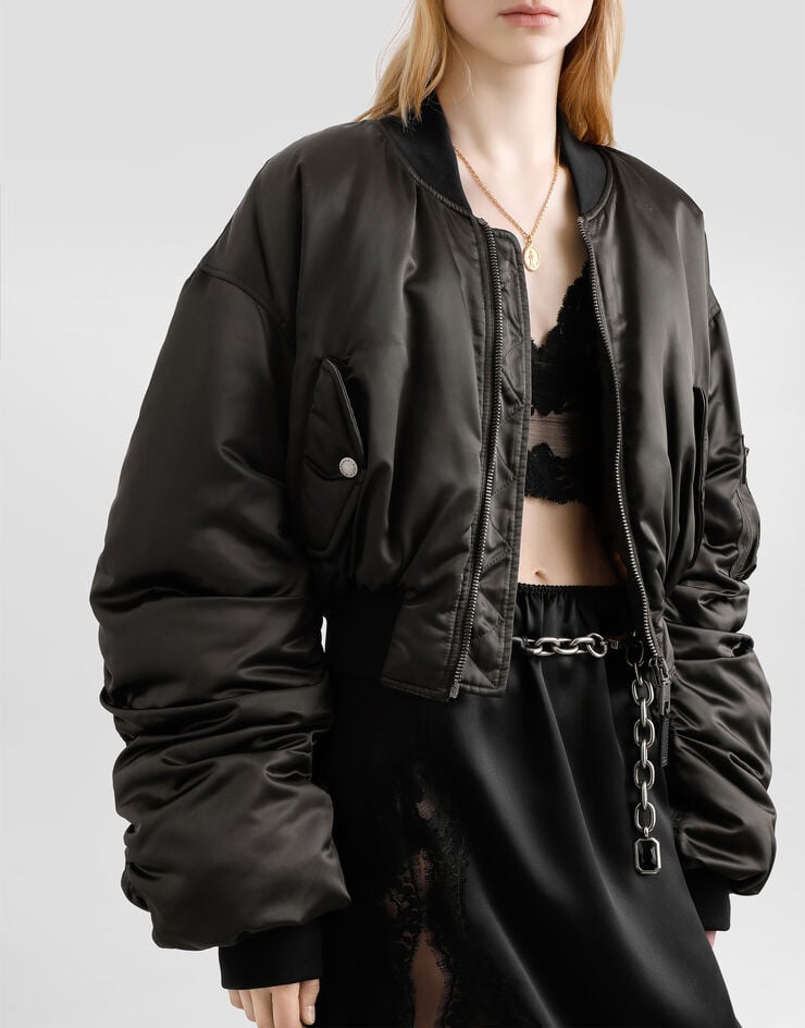 Dolce & Gabbana Oversized nylon canvas jacket Grey F9T51TFUMS6