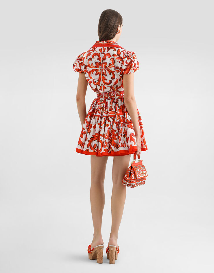 Dolce & Gabbana Majolica-print poplin short skirt Dolce & Gabbana Majolica-print poplin short skirt Multicolor F4CB1TGDDRL