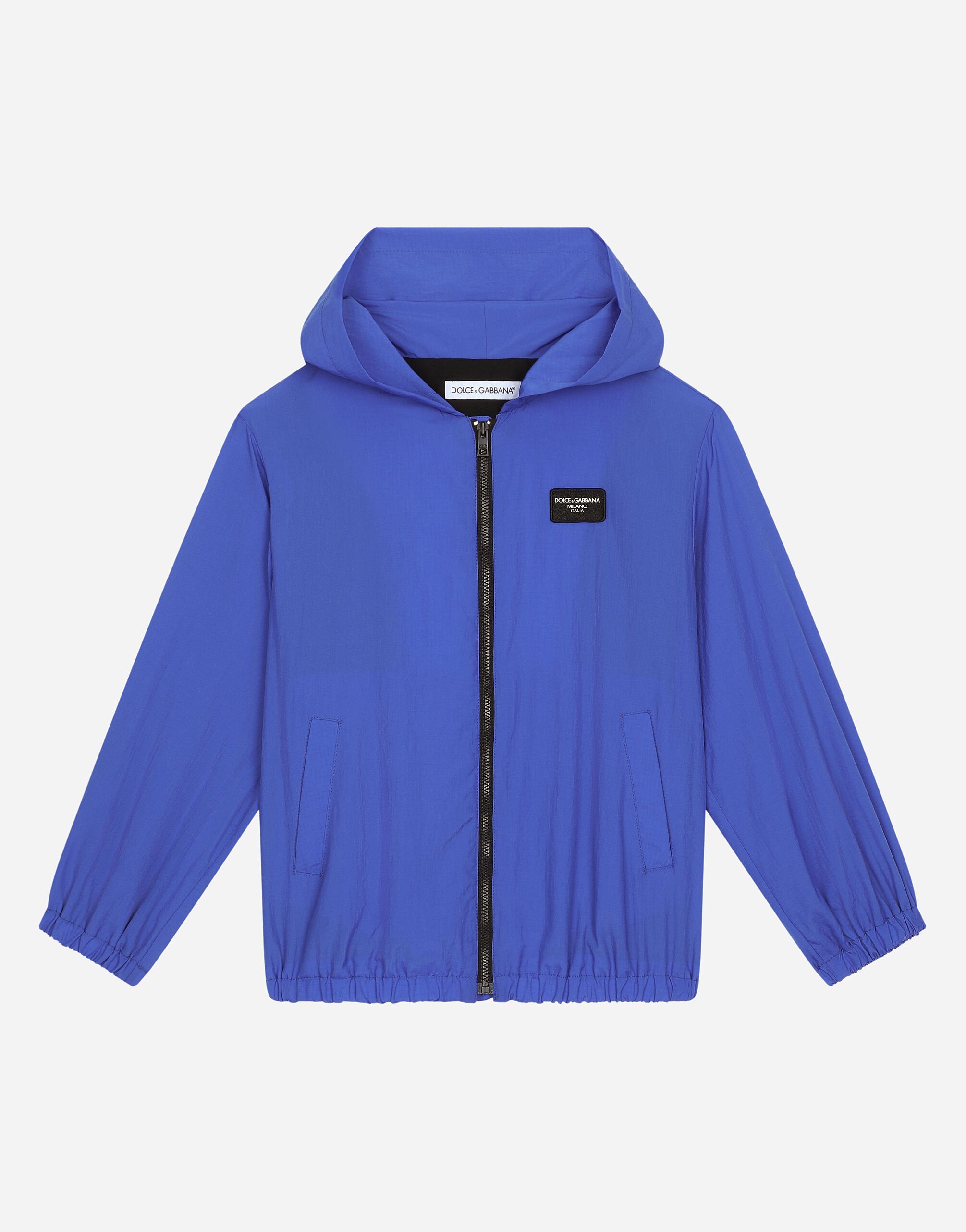 Dolce & Gabbana Sweat-shirt zippé avec capuche et plaquette à logo Bleu L4JC28G7L2F