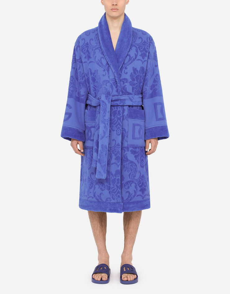 Dolce & Gabbana Bath Robe in Terry Cotton Jacquard Multicolor TCF009TCAGM