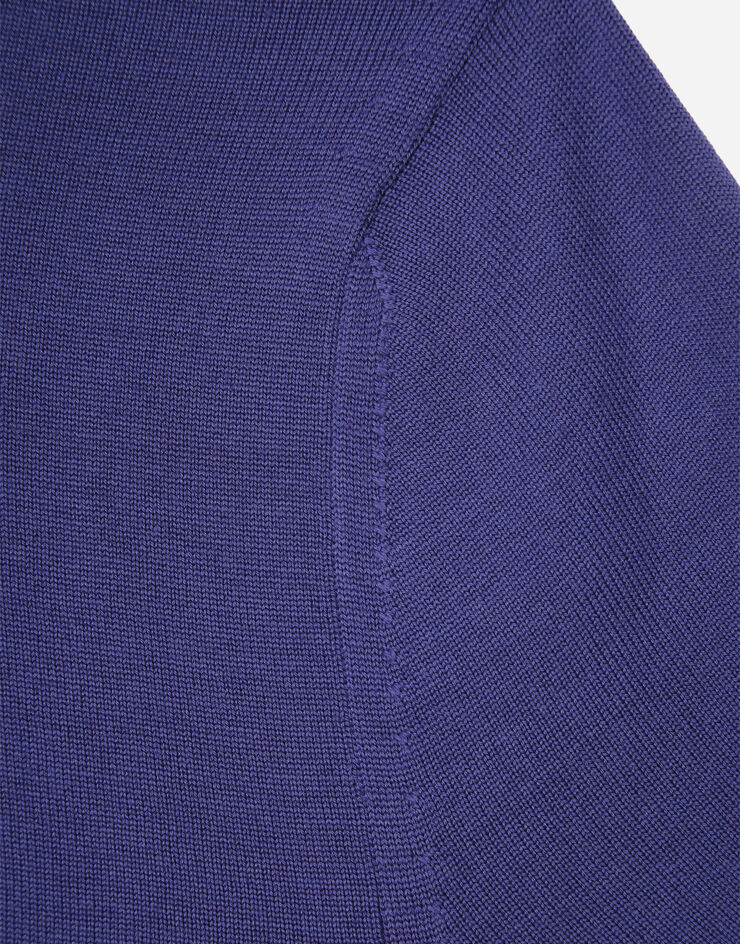Dolce & Gabbana Pull polo en laine avec plaquette à logo Bleu GXO38TJCVC7