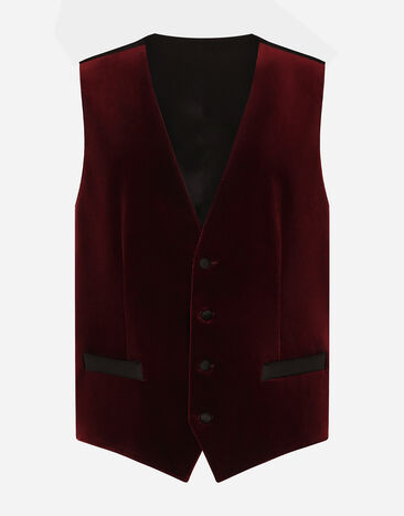 Dolce & Gabbana Single-breasted velvet vest Purple G2TV9TFUVG7