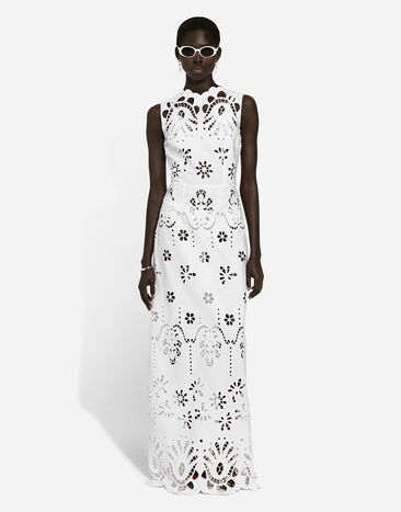Dolce & Gabbana فستان قطني طويل بتفاصيل قصة أبيض F6JIOZGDCJW