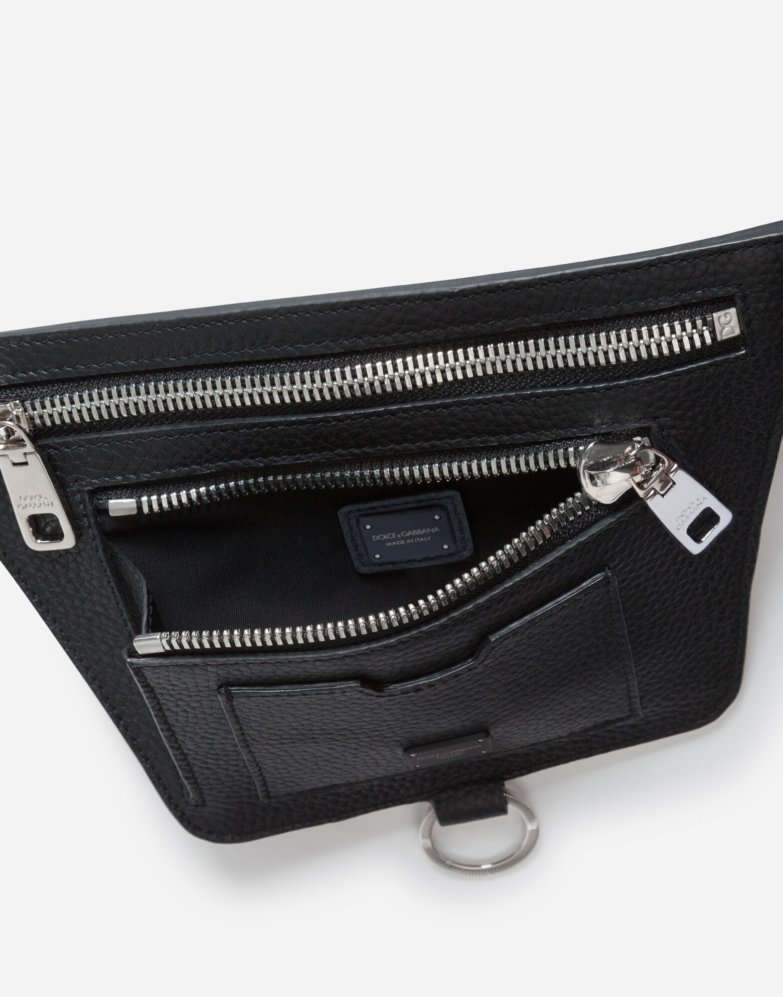 Palermo belt bag in hammered calfskin with branded plate in BLACK