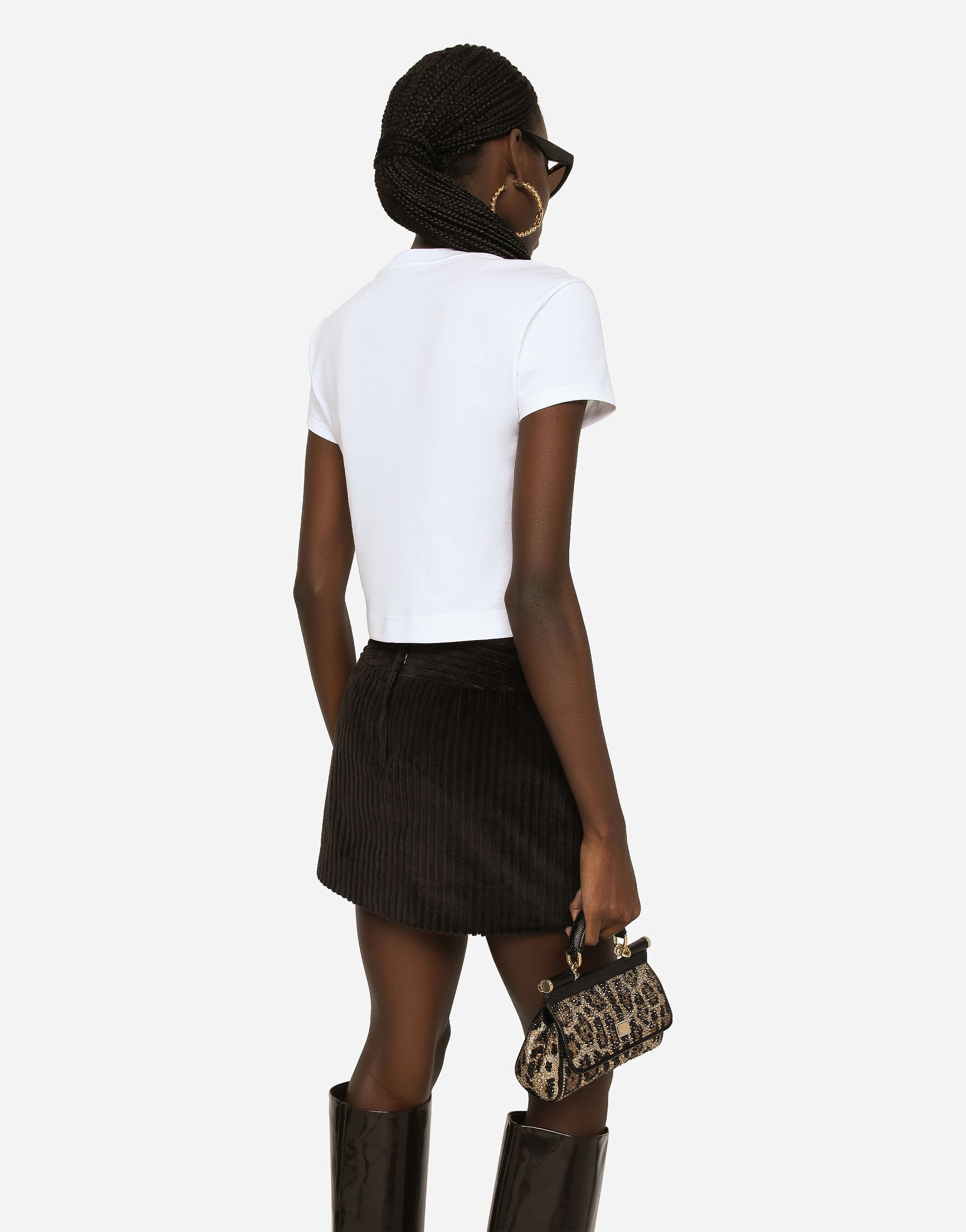 Jupe velours store cotelé marron