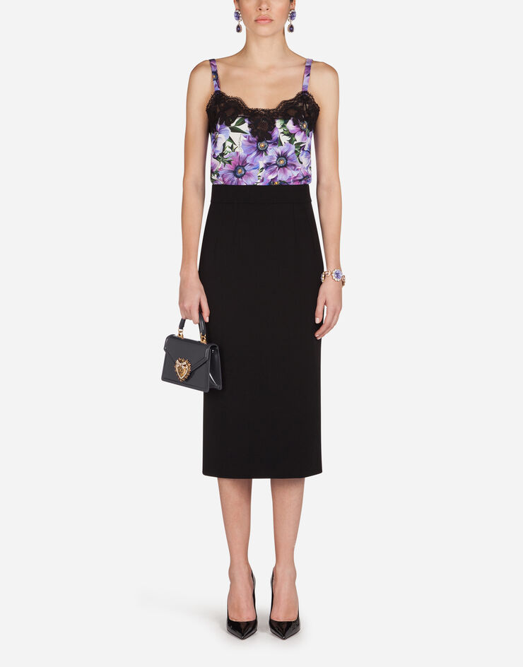 Dolce & Gabbana SATIN LINGERIE TOP WITH LACE AND ANEMONE PRINT 花卉印花 O7A00TFSAZO