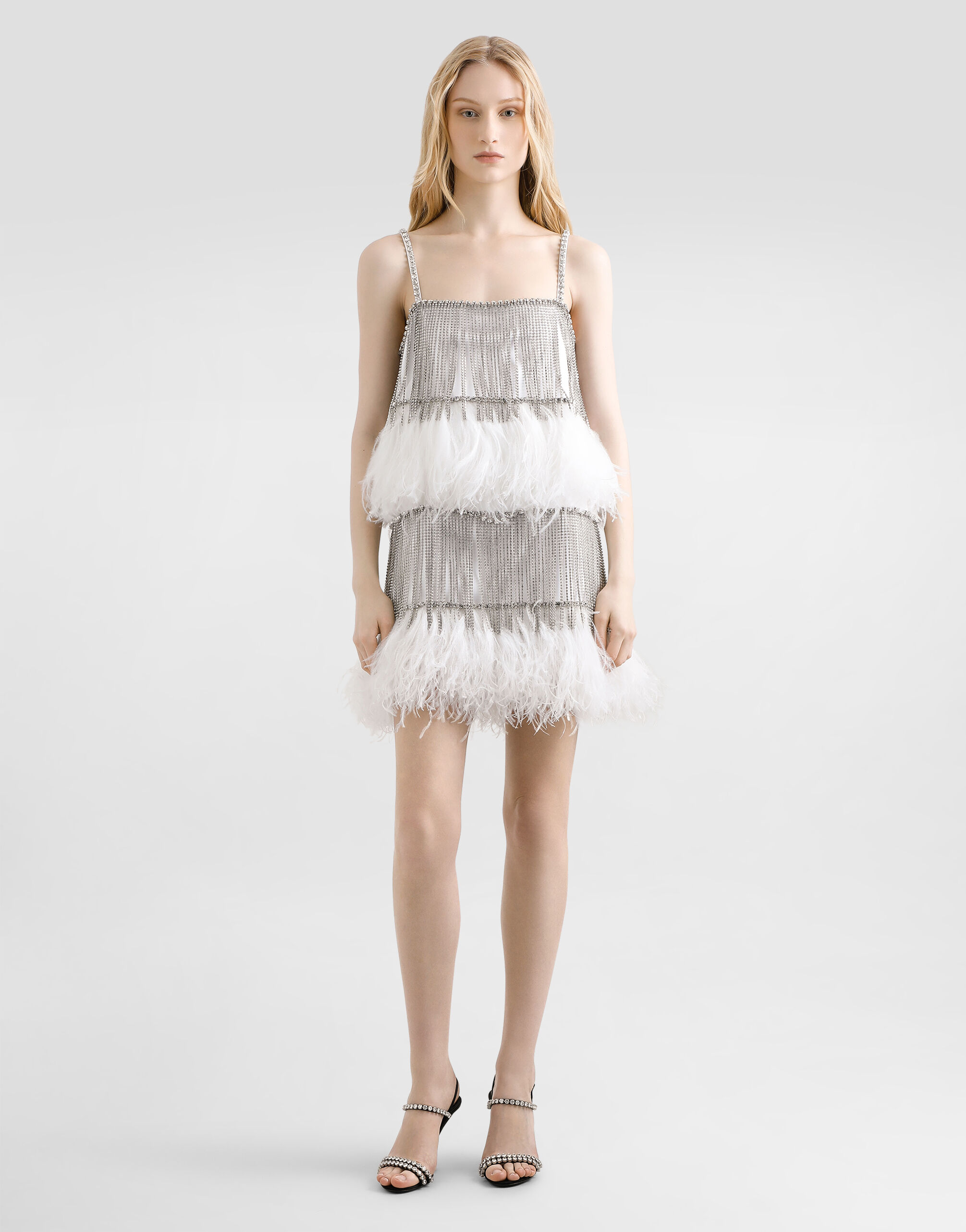 Satin dress with feathers - thumbnail 2